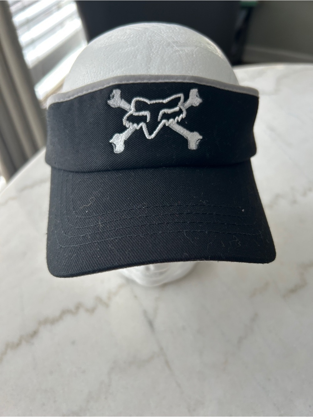 Fox Black Visor with White Skull Crossbones Logo - Fox